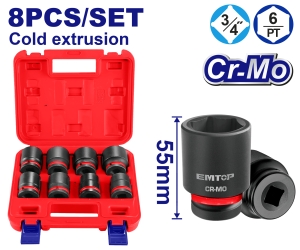 Zestaw nasadek udarowych 3/4'' 8 szt. EMSSD34081 EMTOP