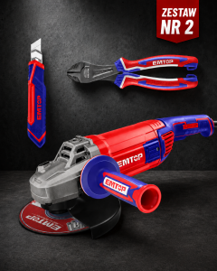Zestaw szlifierka kątowa 230 mm + obcinaczki + nóż EMTOP
