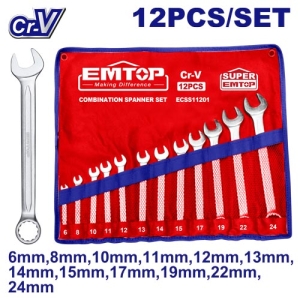 Zestaw kluczy płasko-oczkowych 12szt. 6–24mm ECSS11201 EMTOP