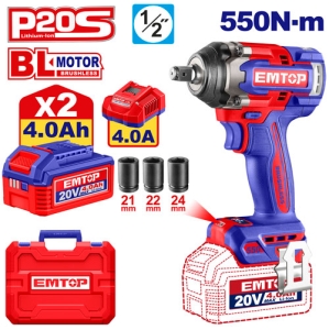 Klucz udarowy akumulatorowy 1/2" 20V 550NM ECIWL2055E EMTOP