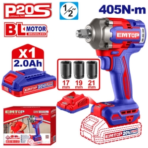 Klucz udarowy akumulatorowy 1/2" 20V 405NM ECIWL20455E EMTOP