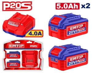 Zestaw akumulator 5,0Ahx2szt. z ładowarką 20V ELBCPK2513E EMTOP